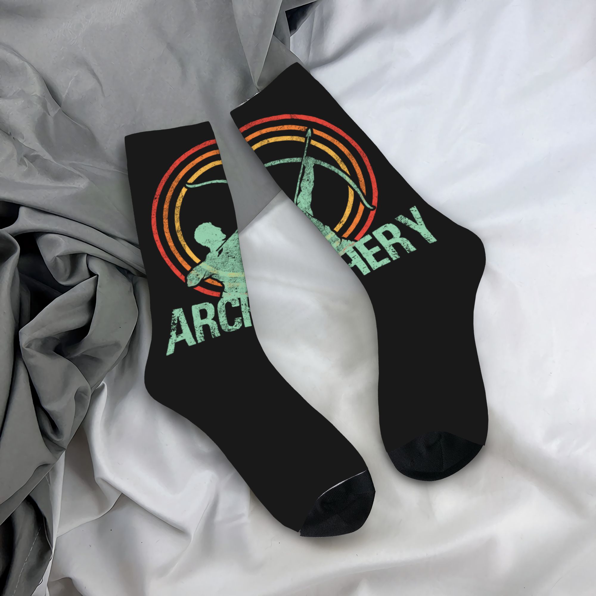 Dress Sock Men - Custom Retro Archery Arrow Bow Mens