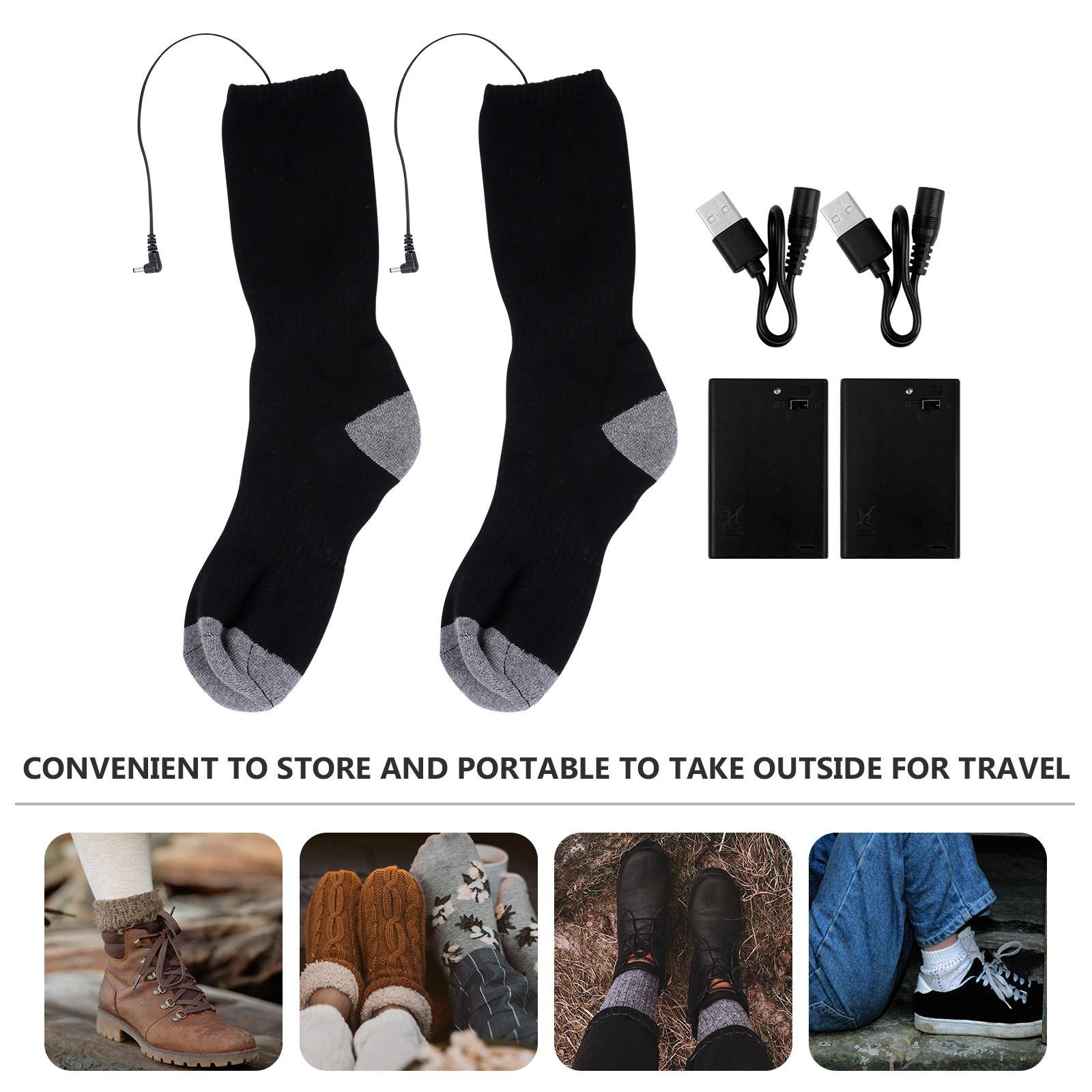 1Set Heated Socks USB Electric - Thermal Sock Winter ulasan dan harga