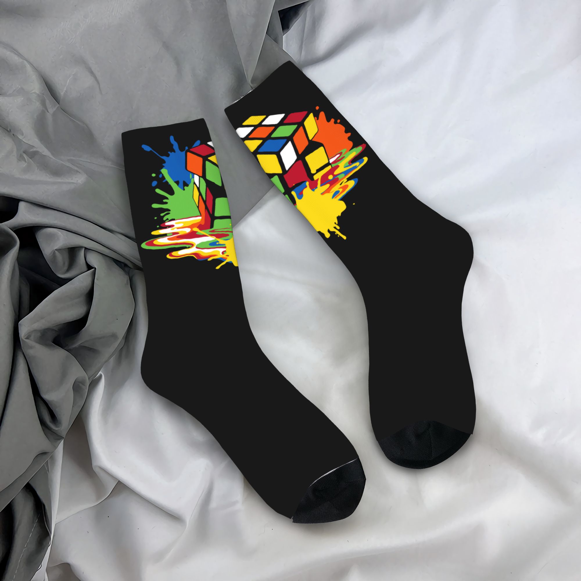 Custom Melting Rubiks Cube Men - Dress Sock Men ulasan dan harga